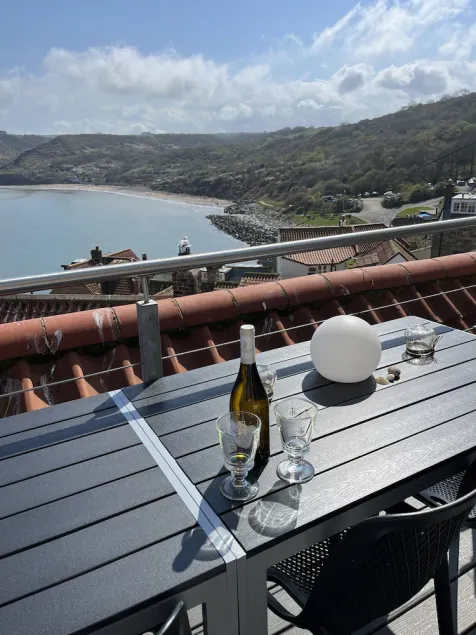 Runswick Bay Top Gallant Cottage - outside seating  - sea and beach views - Image 1