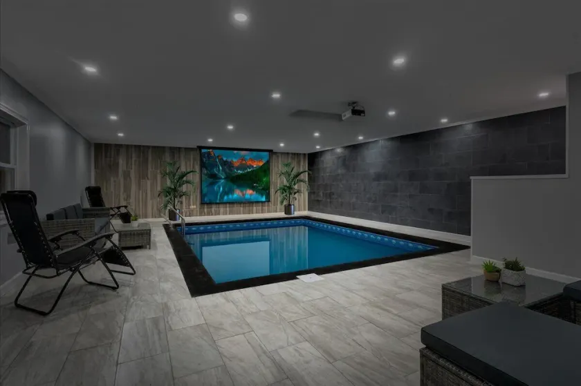 Stone Cabin Indoor Heated POOL W TENT + Firepit - Image 1