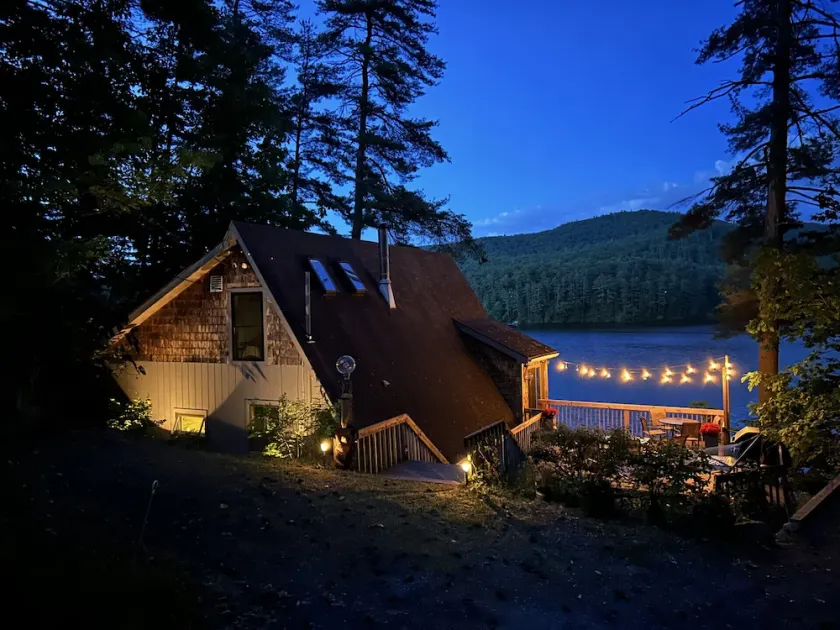 Adirondacks Lakefront Relaxation:  Waterfront A-frame Cottage on Lake Luzerne! - Image 1