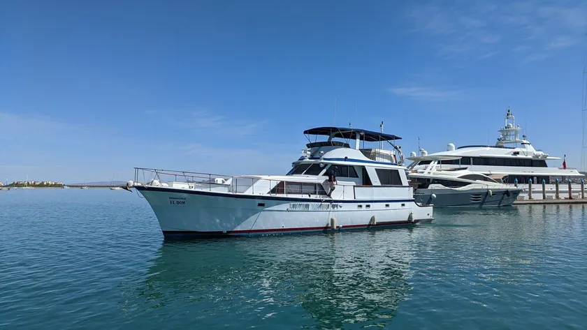 \"El Don\" is a 65ft Classic Hatteras luxury yacht docked in La Paz, Mexico. - Image 1