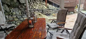 Bedroom, living room, bathroom, refrigerator, microwave, outdoor area. - Image 5