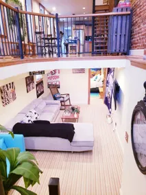 Exclusive Sunken Living Room Soaring Exposed Brick - Image 5