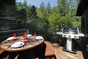 TREEToP LoG CaBin Hot Tub in Redwoods Woodstove - Image 3