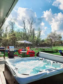 Hot tub outdoor/ indoor sauna fireplace pool tbl - Image 3