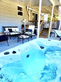 Hot tub outdoor/ indoor sauna fireplace pool tbl - Image 2