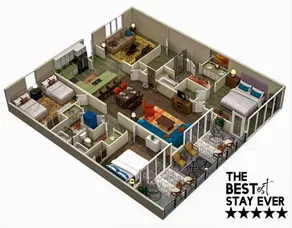 3 BR 3BA w/ Balcony+Sleeps 10+Elevator+Gated - Image 2
