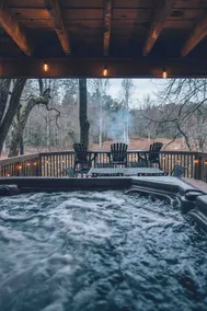 Creekside Log Cabin w/ Hot Tub & Outdoor Firepit - Image 3