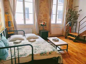 Historical neighborhood in the heart of Lyon • French wooden beams, retro and cozy loft • Accommodates four guests at a time - Image 2