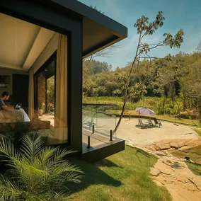 Chalet with bathtub, pool and private waterfall - Image 3