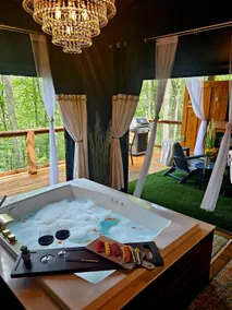 Adults Only: Covered Hot Tub Fireplace & TV - Image 2