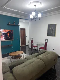 Chic Furnished 1 Bedroom Apartment Yaounde Living Room - Image 2