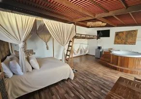 rustic cabin on roof garden with jacuzzi inside - Image 5