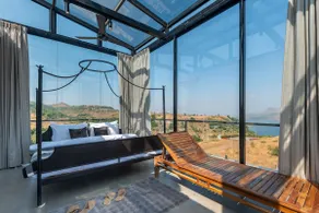 Modern villa with hill views, glass room, pool. - Image 3