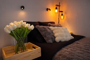 Cozy Fireplace Apartment Two Bedrooms Workspace - Image 3