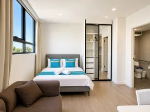 Granville Studio Ensuite toilet and kitchen - Image 3