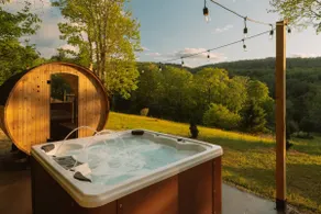 The Roscoe Rise - Hot Tub Sauna Fire Pit MCM Cabin - Image 2