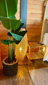 Bali Cabin: Fireplace, bathtub, lagoon view. - Image 4