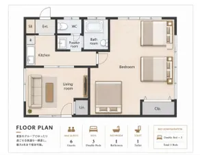 45 sqm home｜3 double beds｜Tenmonkan 10 min walk - Image 3