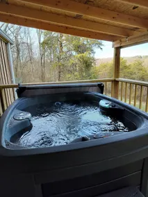 Bellevue cabin-hottub-gas grill-firepit-deck-view - Image 3