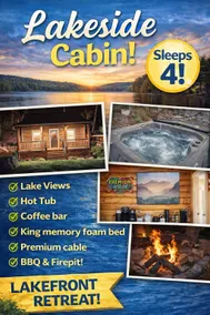 Cabin at the lake w/King bed, hot tub, & Firepit! - Image 4