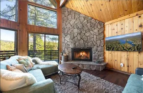 A-frame modern cabin, tree top lake view fireplace - Image 2