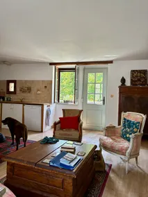 Secluded cottage on a river below a medieval town - Image 4
