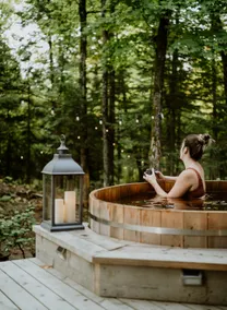 Near water, cedar hot tub, woodstove, firepit - Image 2