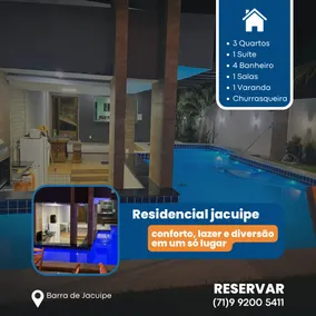 Residencial Jacuipe 3QT with Billiards and Swimming Pool - Image 2