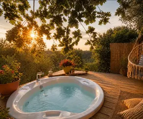 Somewhere in Clil, the vineyard cabin A huge bathtub on a wooden deck outside - Image 2
