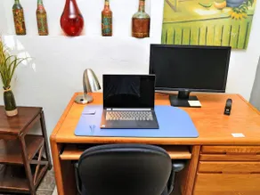 Fenced and Equipped! 2 desks, stocked kitchen! - Image 2