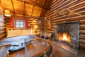 Romantic Log Cabin, Large Stone Wood Fireplace - Image 3