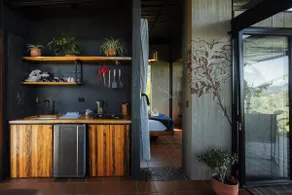 Modern cabin with lake and stone view - Image 2