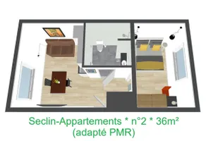 Seclin-Apartments * No.2 * 36m² - Accessible for people with reduced mobility - Image 3