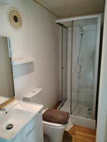 Bedroom with shower, toilet, fridge, microwave on the ground floor. - Image 4