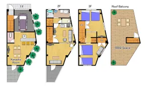Rooftop BBQ available! Accommodates 15 people! 4 bedrooms! Spacious 125㎡! Karaoke room available! You can play musical instruments! Parking available - Image 4