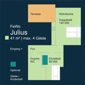 FeWo Julius - Kitchen/living room with bed + 1 room + bathroom - Image 3