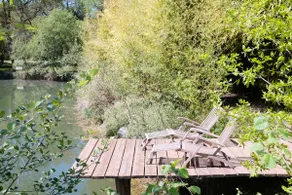 Stone barn with a swimming pool and lake. - Image 4