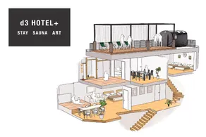 USJ, Umeda, Namba Access | 15 Guests OK | Rooftop Sauna & Art Space [d3 HOTEL+] - Image 4