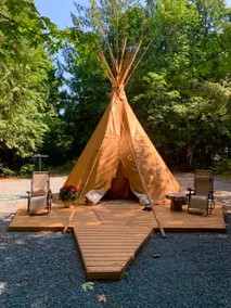 Log house , teepee, 4 holiday trailers, room for 16+ guests(14 beds) - Image 4