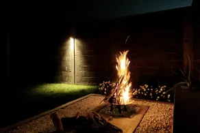 House with fireplace, pool table, and campfire area - Image 5