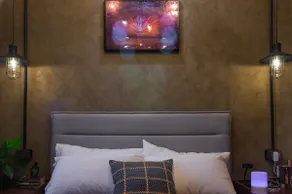 Stylish Industrial + Theater set up and Queen Bed - Image 5