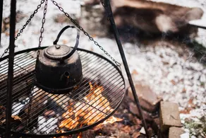 Scandinavian-style forest cabin with firepit - Image 5