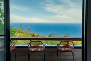 A stylish house with a view of the sea surrounded by blue skies and orange trees - Image 4