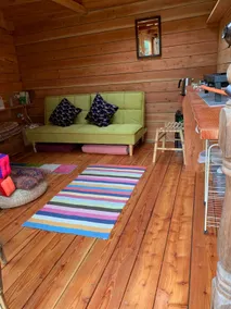Eco Shed. Small, handmade wood cabin. Shower Room. - Image 3