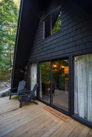 Cabin in the Woods Secluded Black A-Frame Firepit - Image 3