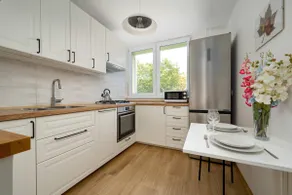 Blue Two Bedroom Apartment in Wrocław with Desk, Bathtub and Balcony by Noclegi Renters - Image 5