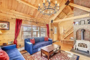 Aspen's Run: 3 br log cabin, wood stove, deck, firepit, window a/c by Stowe Country Homes - Image 2