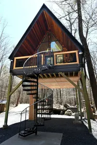 Eco-Friendly Solar Powered A-Frame Treehouse with Hot Tub and Private Dock on Littlefield Pond, near Wells, Maine - Image 4