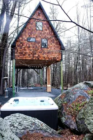 Eco-Friendly Solar Powered A-Frame Treehouse with Hot Tub and Private Dock on Littlefield Pond, near Wells, Maine - Image 5