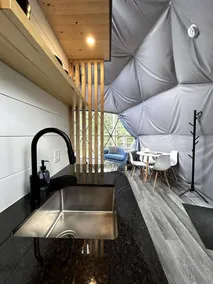 Solar-Powered Geodesic Dome with Fireplace and Hot Tub Overlooking a Quiet Lake in Quebec - Image 3